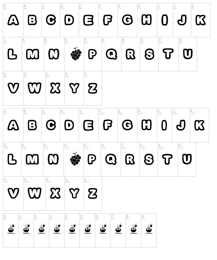 Fonts Bomb I love grapes font map